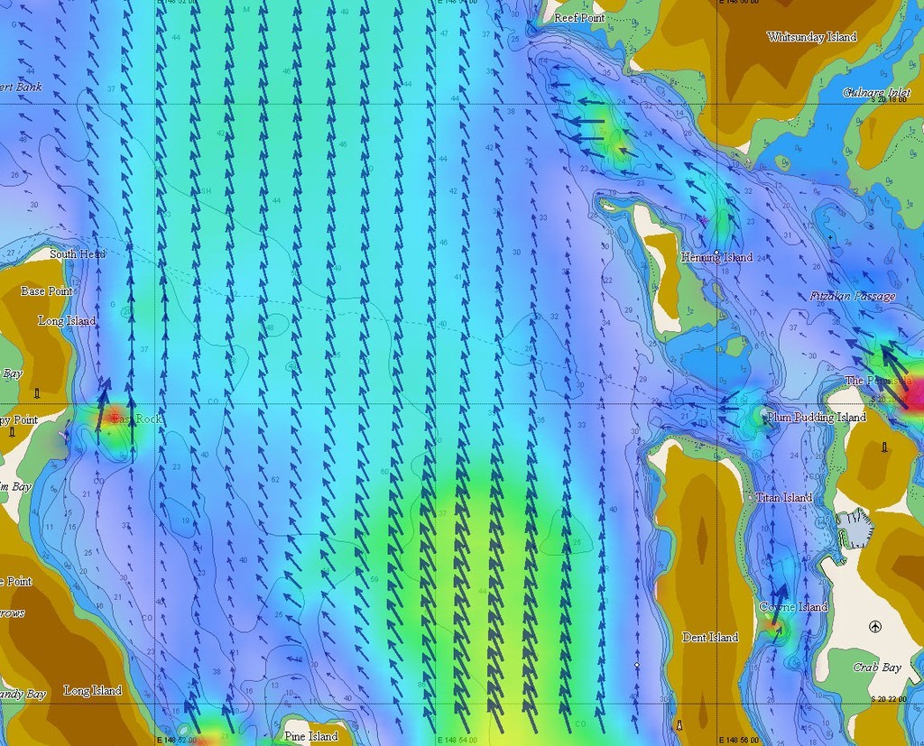 Tidetech Whitsunday Tidal Stream Model Whitsunday Passage - Audi Hamilton Island Race week - images produced courtesy of Expedition Performance Systems and C- Map © Tidetech http://www.tidetech.org